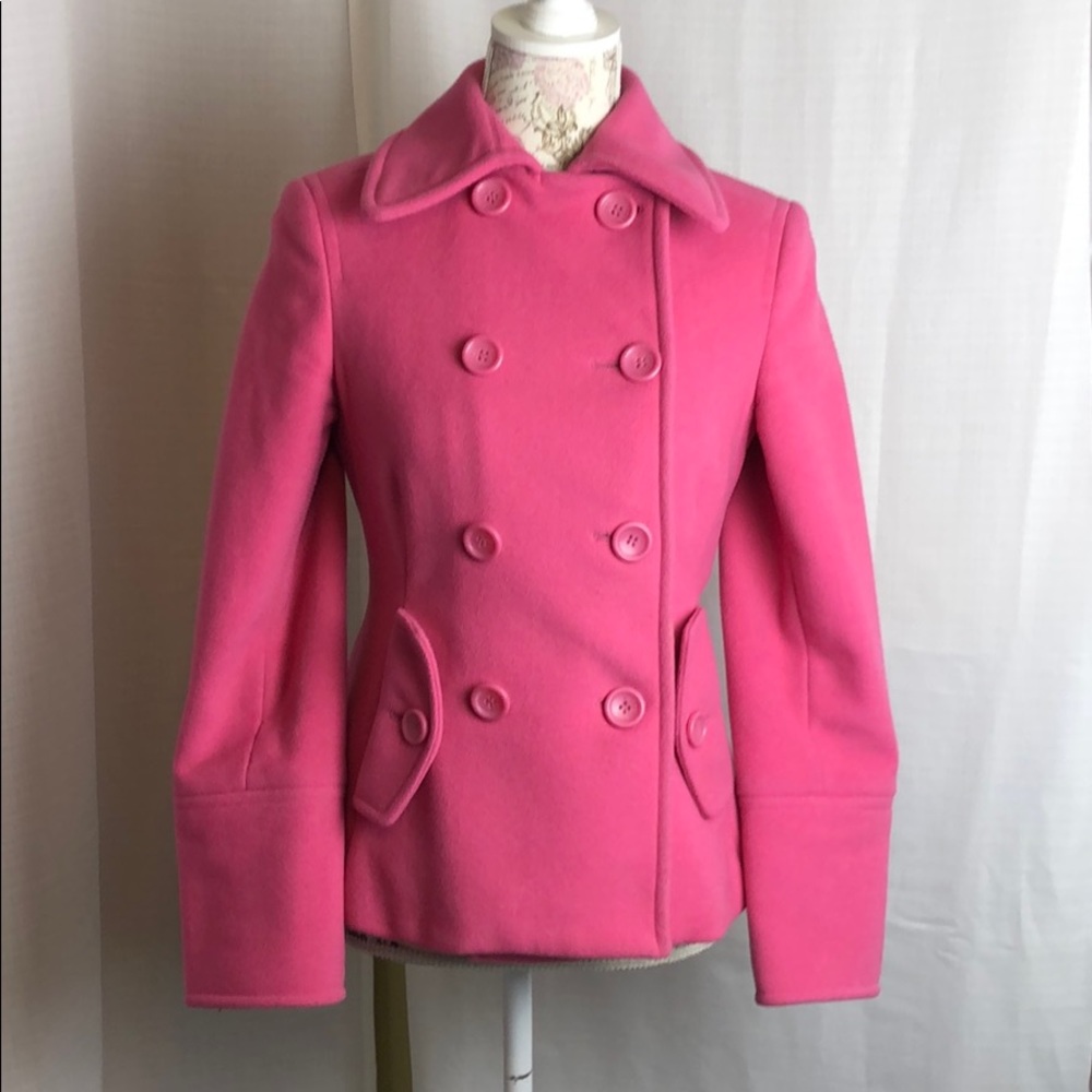 EXPRESS XS Pink Cashmere Blend Pea Coat